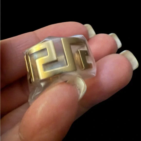 NWT VERSACE La Greca Golden Metal Ring